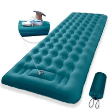 Camping Sleeping Pad 5" in Extra Thickness Inflatable Sleeping Mat Navy Green