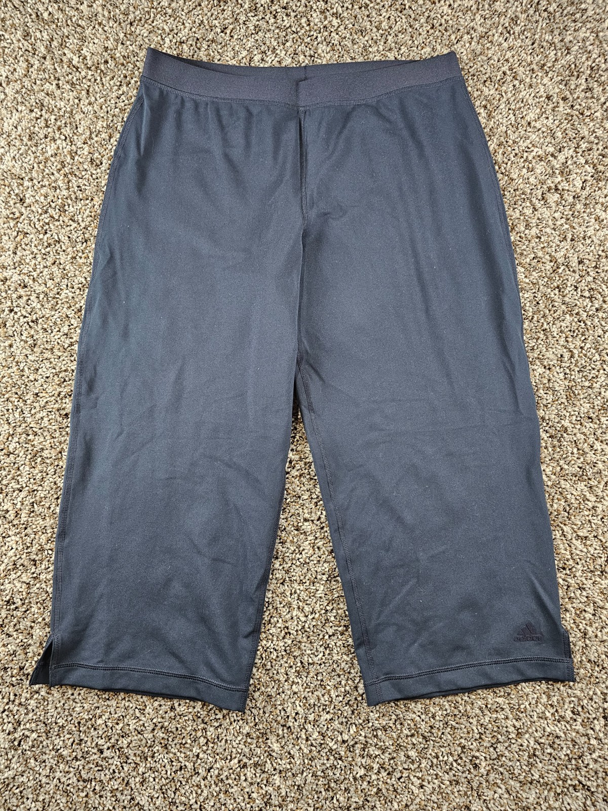 Adidas Womens Sz XL Wide Leg Cropped Athletic Pants Navy Blue