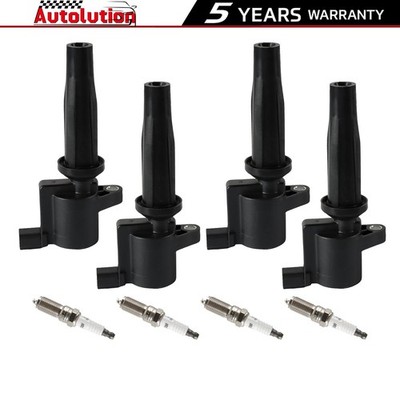 4X Ignition Coils + 4X Iridium Spark Plugs FD505 For Ford Escape Focus Transit