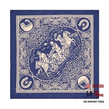 22"x22" Western Cowboy & Motorcycle Print Cotton Bandana Head Scar Navy