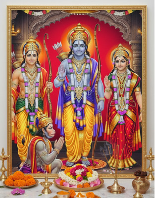 Shri Rama Devi Sita, Laxman & Hanuman Pooja Room Decor unframed photo print