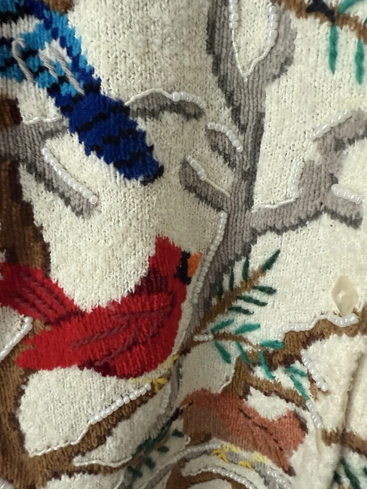 Cárdigan Suéter Design Options by Phillip Jane Gordon Vintage Holiday Bird Foto 4 de 4