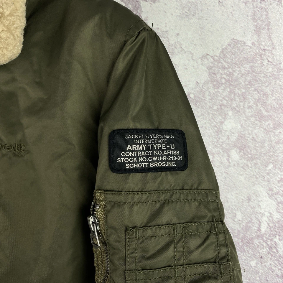 Schott Bros Bomber Jacket Long Sleeve Military Style Army Aviation USA Size L - Image 4 of 4