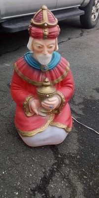 VTG 25'' General Foam Christmas Nativity Red Wiseman Magi King Lighted Blow Mold