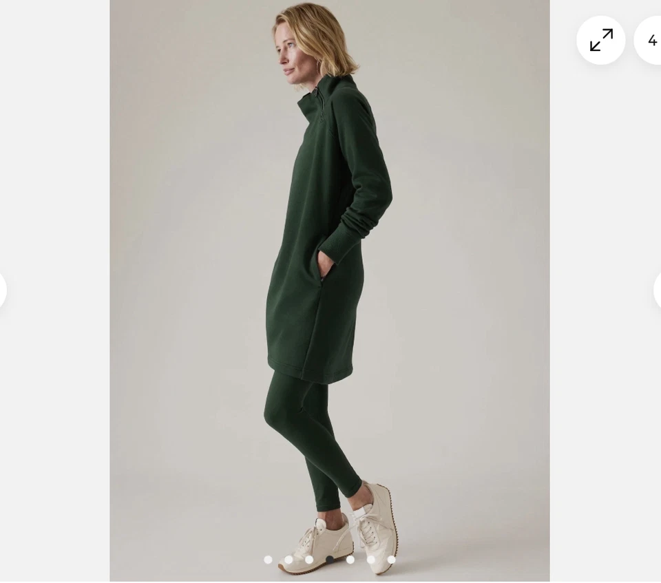 Athleta Mujer |XS| Acogedor Vestido Sudadera Karma en Snack de Algas #787313 Foto 3 de 4