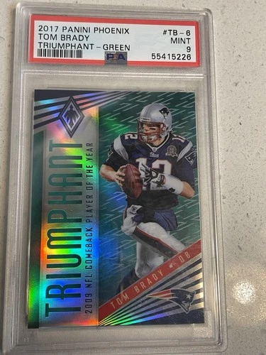 Tom Brady 2/10 2017 Panini Phoenix Green Triumphant PSA 9 Rare TB-6