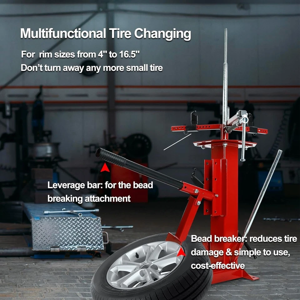 Multifunctional Manual Tire Changer, Portable Hand Bead Breaker suitable for Mot Foto 4 de 4
