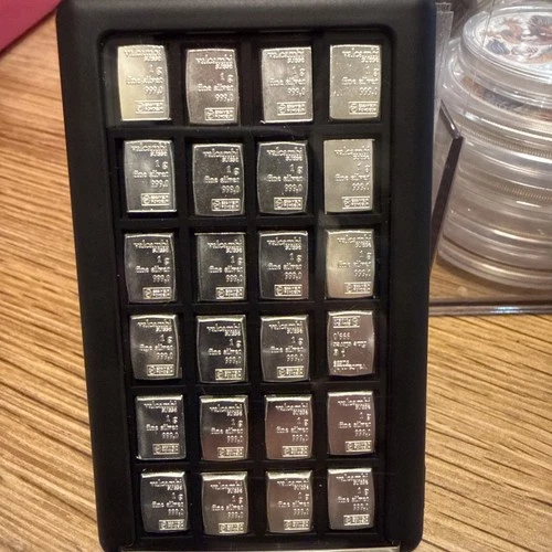 24 X 1g Silver Valcambi Suisse solid silver bars 999 Bullion In Element Card