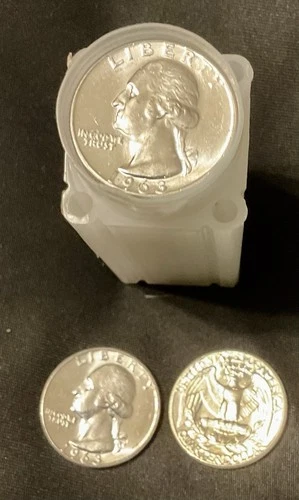Pre-1965 Silver Washington Quarters Roll BU
