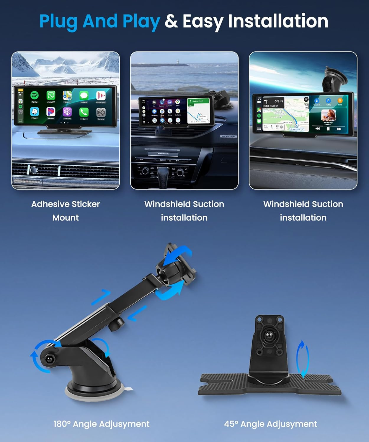 Smart Screen Auto 10.26": CarPlay Wireless e Android Auto IPS 4K - 3