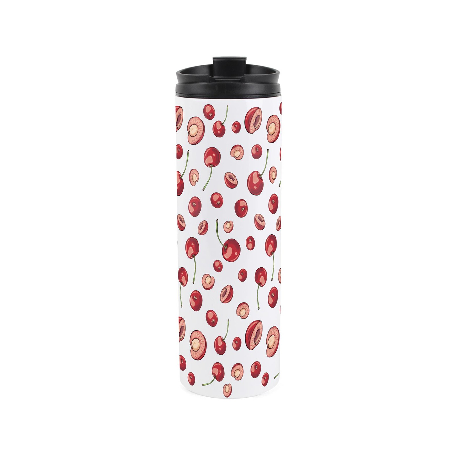 Cherries Travel Mug - Berry Fruits Reusable Stainless Steel Flask Gift