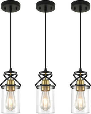 Modern Black Gold Pendant Lights, 3-Pack for Kitchen and Dining Room