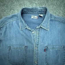 Vintage Levi  s 90s Red Tab Shirt Men's Large Denim Metal Button Up Long Sleeved