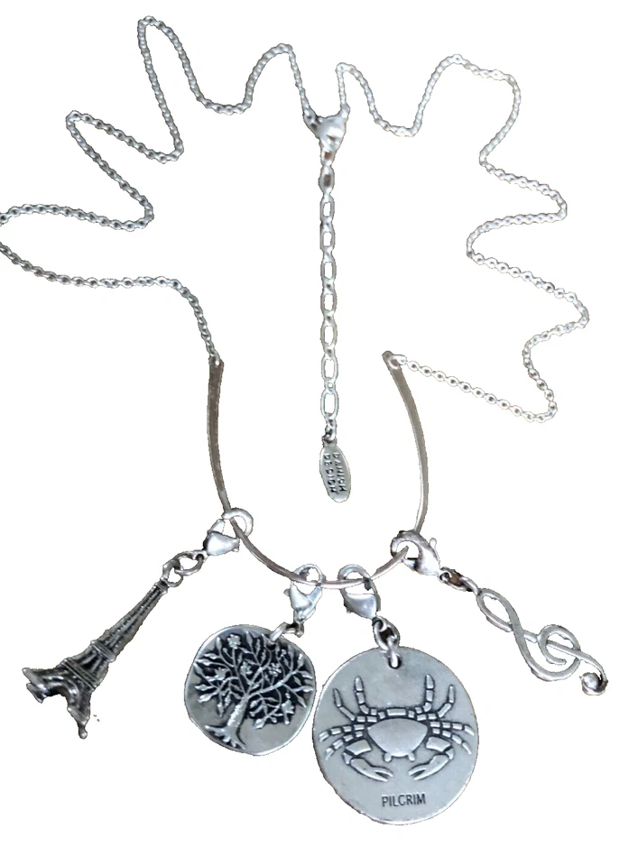COLLAR PORTA DIJES DANÉS PEREGRINO Dinamarca DE COLECCIÓN más DIJES Tono Plata Foto 2 de 4