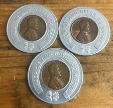 Lot Of 3 Pennsylvania Railroad PRR Pittsburgh Lucky Coin-Encased 1956 D Penny