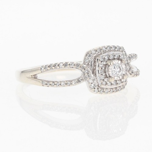 .20ctw Round Cut Diamond w/ Double Halo Engagement Ring 10k White Gold Size 8.75 - Picture 2 of 6