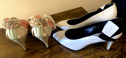 Lot 16 pr Womens VTG Designer Shoes Size 7 & 7.5 Italy Yves St Laurent etc - Picture 7 of 23