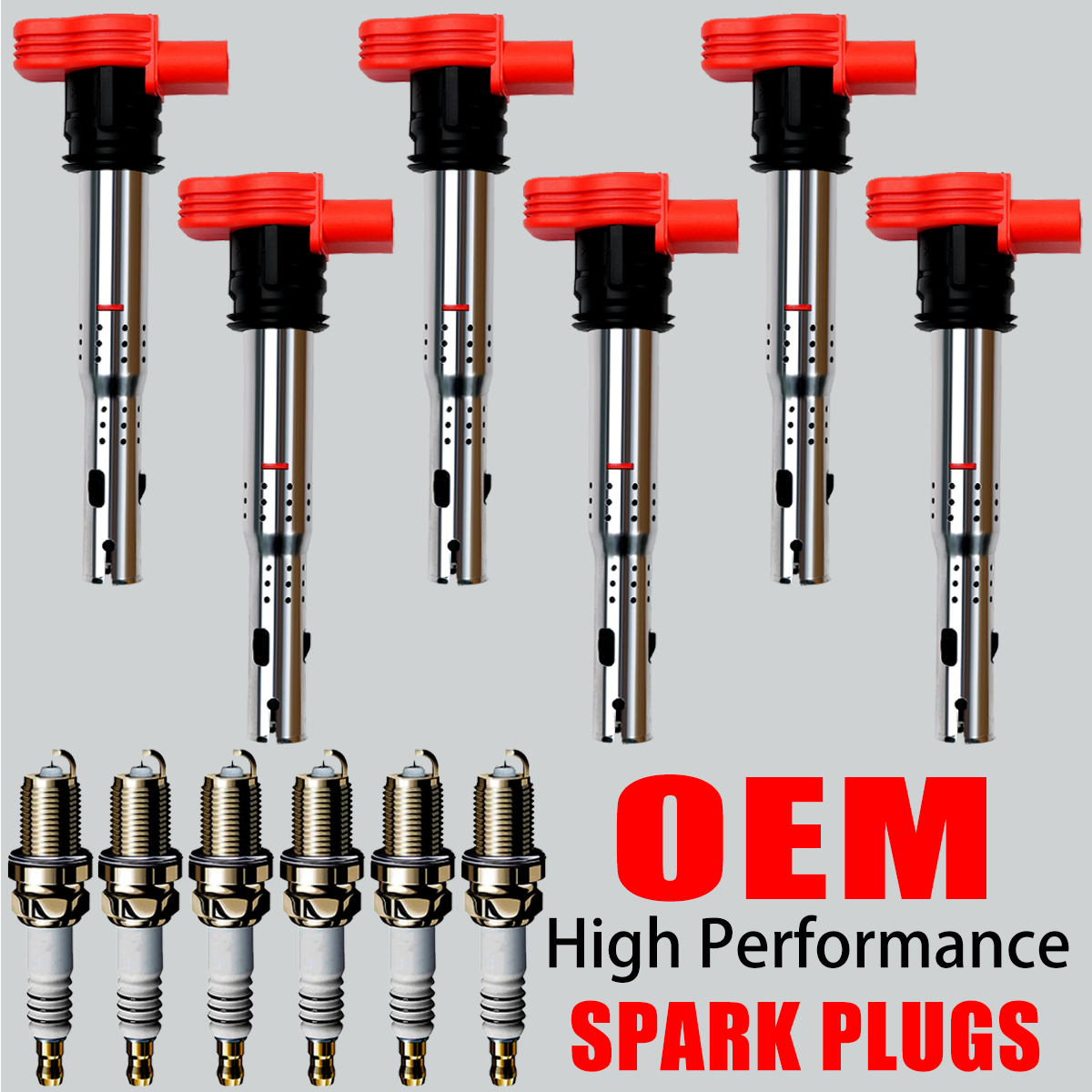 6X OEM Ignition Coils & 6X Iridium Spark Plugs For Audi A4 A6 Q5 3.0L 3.2L UF529