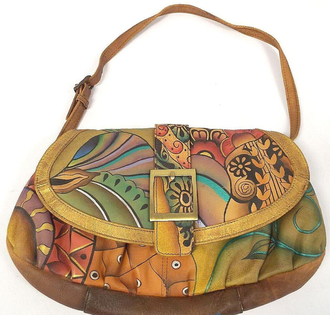 Anna By Anuschka Hand-Painted Leather Crossbody Bag - Flap Design, Unique Artisan Crafted Purse - View #10