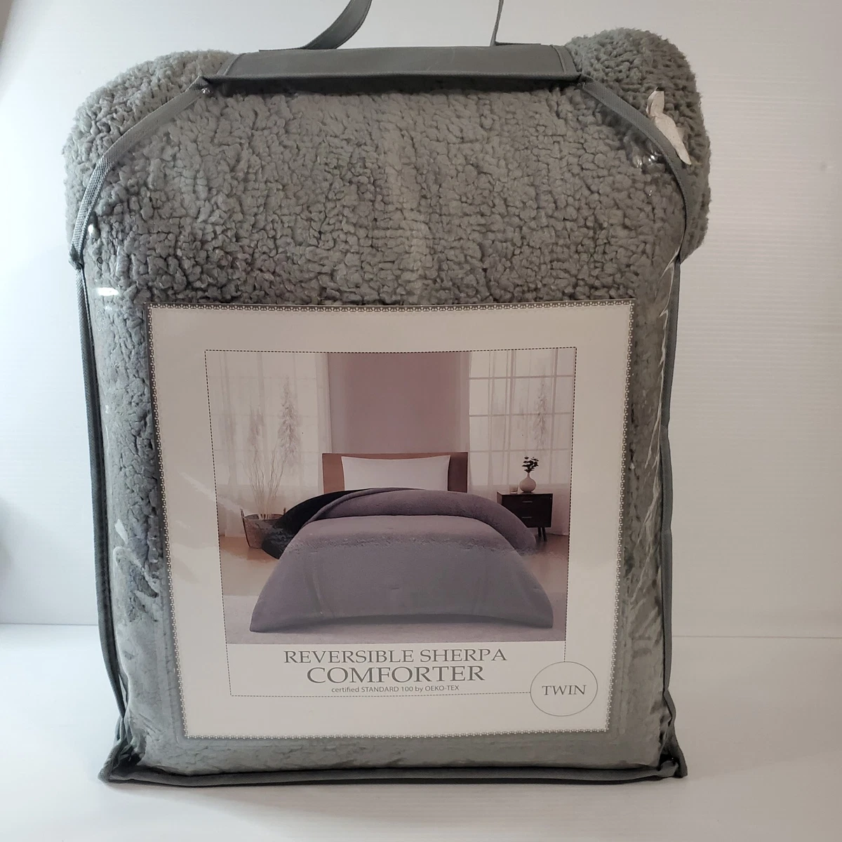 Reversible Sherpa Comforter Size Twin Gray Soft Cozy Kids Bed Modern New
