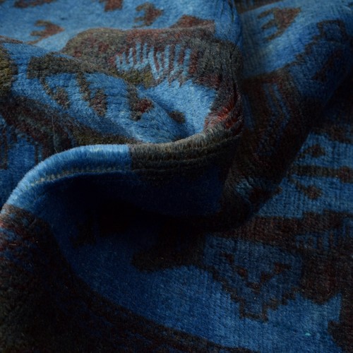 Vintage Overdyed Afghan Rug Handmade Wool Traditional Pashtun Design 5.4x4.3 ft - Picture 4 of 8