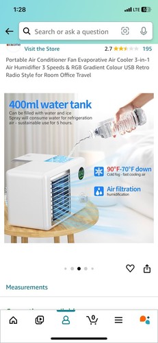 Portable Air Conditioner Small Personal Evaporative Space Cooler Mini AC - Picture 4 of 12