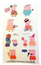 Peppa Pig Tattoos ~ Set of 8 Pig Family Temporary Tattoos