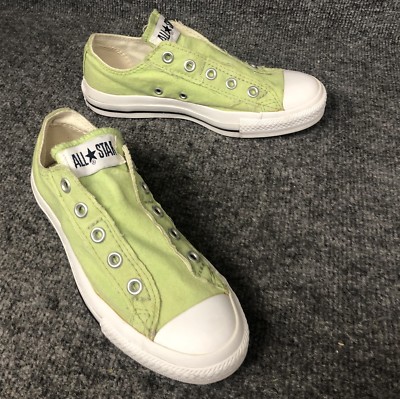 Converse All Star Low Top Lime Green No Laces Slip On Shoes Womens 6 Mens 4 EUC eBay