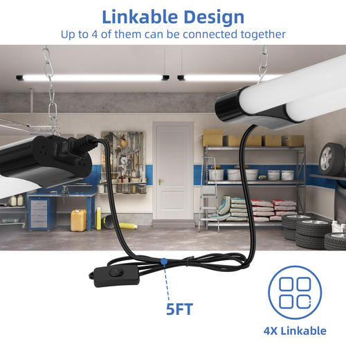 4 Pack 4 FT, 42W, Linkable LED Utility Shop Light, 4400 LM, 6500K for Garage - Picture 3 of 9