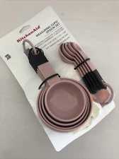 New KitchenAid Set of 9 Measuring Cups and Spoons Dried Rose Pink HDRA