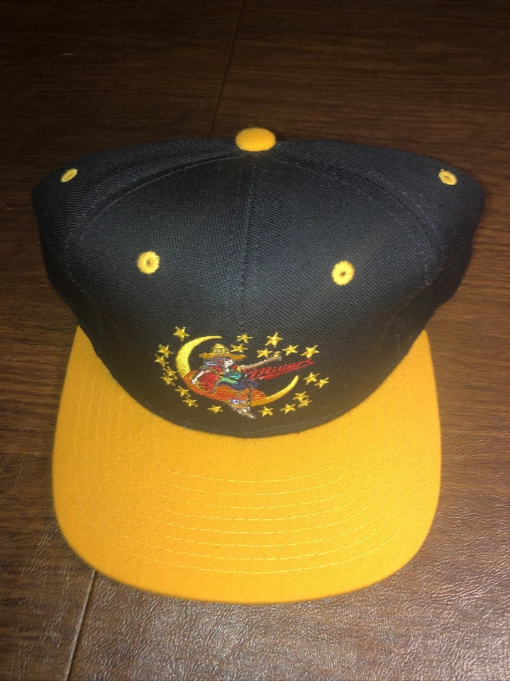 Nuevo Sombrero de Lona Miller Beer Moon Man Snapback Años 90 Raro De Colección, Negro/Amarillo Foto 2 de 4