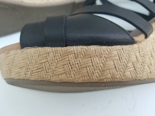 Worn Once American Eagle Women's Size 9.5 Black Faux Leather Wedge Sandals Heel - Picture 6 of 8