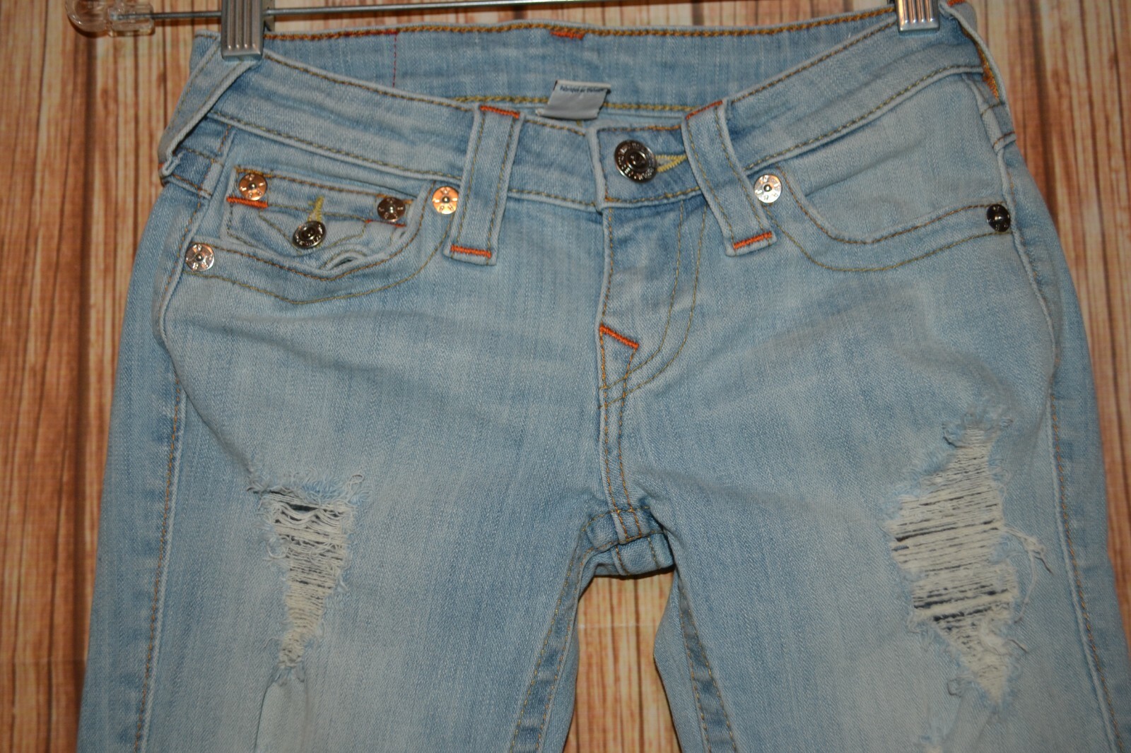 True Religion Women's Knee Length Distressed Pocket Flaps Shorts Sz 24x11 thumbnail 5