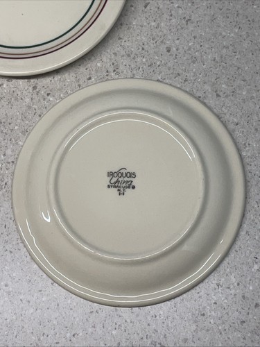 (4) IROQUOIS CHINA "PENDLETON" 6.5” Dessert Plates RESTAURANT WARE 3 STRIPES - Picture 4 of 8