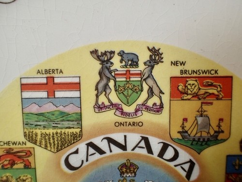 stemmi ed emblemi vintage viaggio internazionale CANADA piatto ricordo 9" - Foto 4 di 11