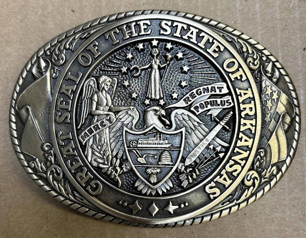 Vintage Tony Lama State Series Solid Brass Belt Buckle- The 