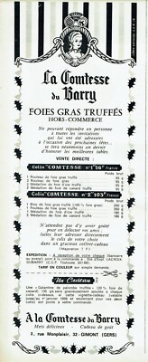Advertising 099 1967 La Comtesse du Barry Foies gras truffles