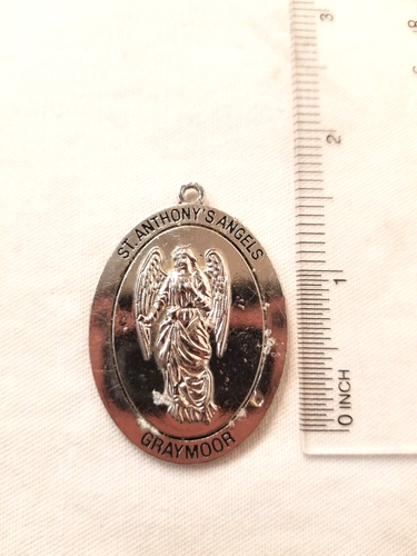 St Anthony's Angels Medallion Pendant Graymoor Garrison NY Silver Tone NOTE - Picture 3 of 3