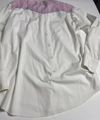 16.5-35 H Bar C Pearl Snap California RanchWear Western Pink Shirt Long Tail - Picture 15 of 15
