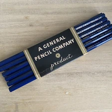 12 Vintage Semi-Hex Blue Colored Pencils Crayon General Pencil Company NEW