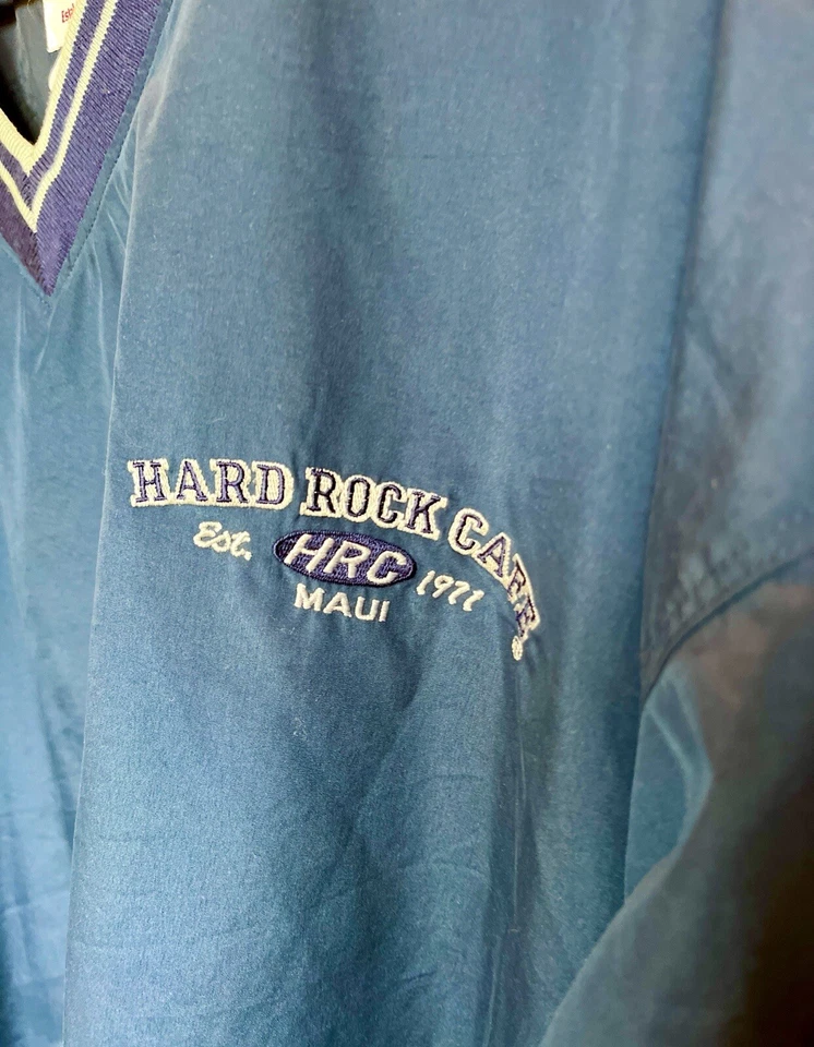 Cortavientos Hard Rock Café Azul Marino Cuello en V Premium Para Hombre Maui Hawaii Talla XL Foto 3 de 4