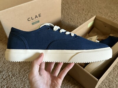 Size 9 42 - Clae August Indigo Navy Hemp Vegan Sneaker Cork Insole NWB MSRP $120