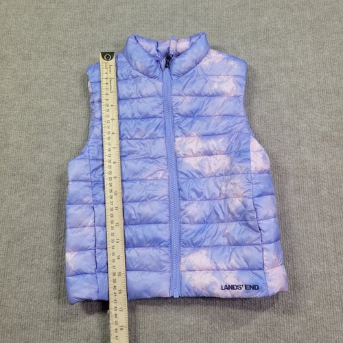 Lands' End Puffer Vest Girls XS 4-5 Lavender Tie-Dye Full Zip Lightweight Padded - Picture 6 of 7