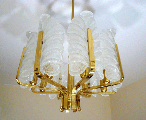 Vintage 8-arm Leaves Chandelier Mid-Century-Modern Carl Fagerlund for Orrefors - Picture 10 of 12