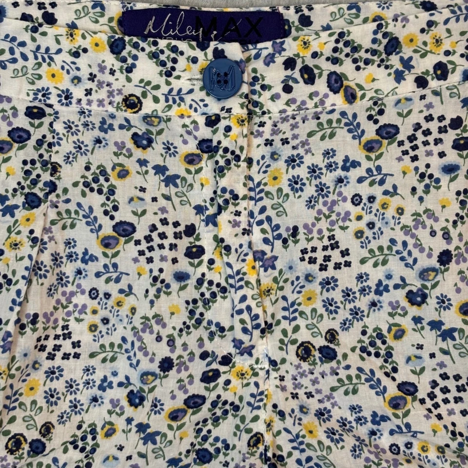 Pantalones Cortos Y2K Miley Cyrus x Max Azria Blanco Azul Floral Juniors 13 Primavera Plisado Foto 2 de 4
