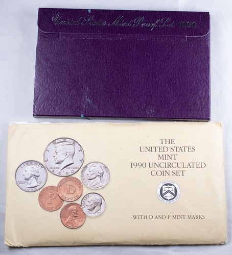 1990 U.S. Mint Uncirculated Coin Set and Proof Set OGP/COA - 第 1/4 張圖片