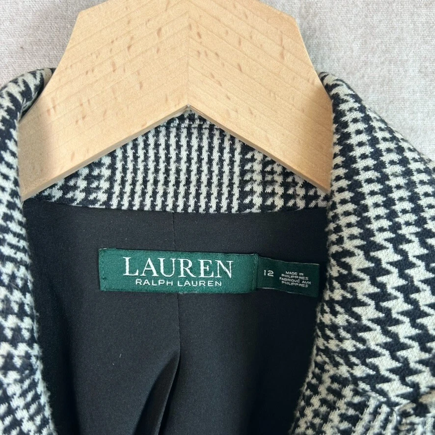 Blazer de pata de gallo Lauren Ralph Lauren para mujer talla 12 Preppy Old Money Academia Foto 2 de 4