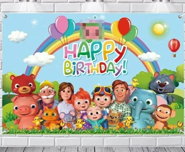 Cocomelon 5 x 3 ft. Happy Birthday photo Backdrop Cocomelon party ...