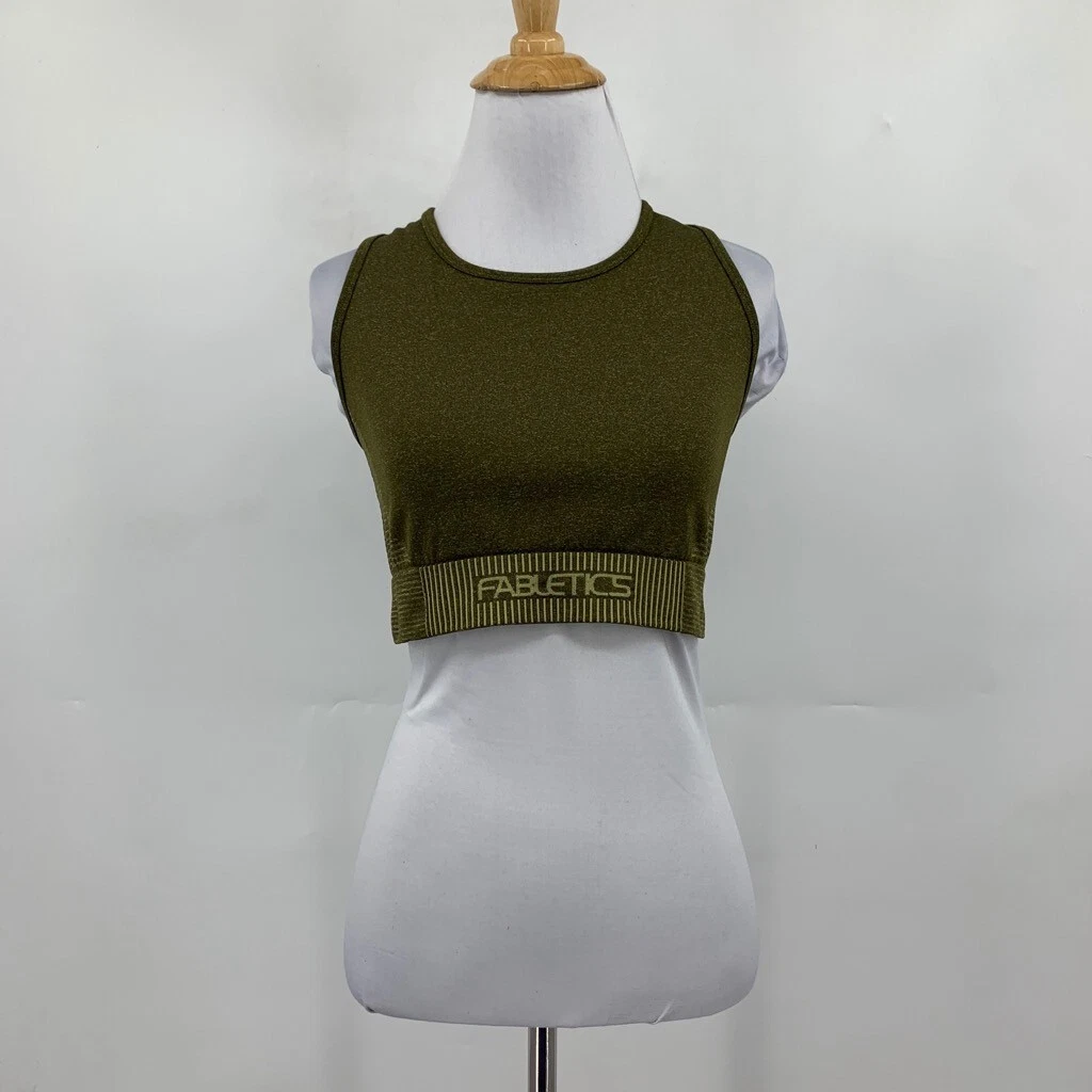 fabletics sports bra seamless low impact logo band high neck tank-bra