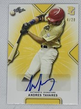 2021 LEAF PERFECT GAME YELLOW ANDRES TAVARES PAPER RC AUTO # 4/20